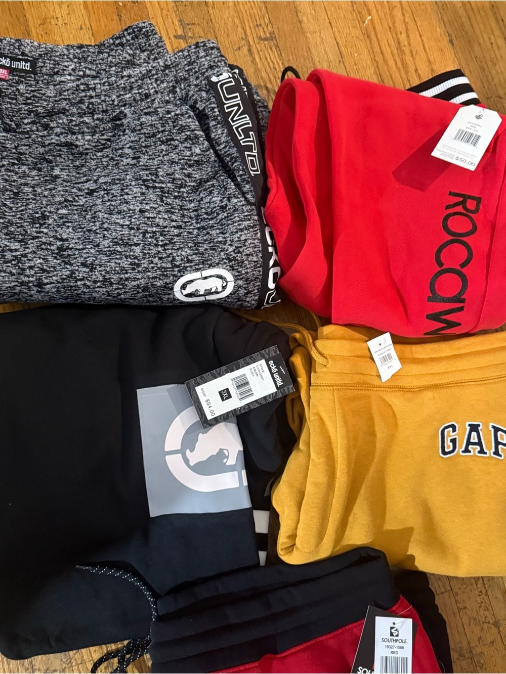 Ecko Unlimited, Gap, Rocawear-Mixed Men’s Joggers Pack- Red, Black, Yellow, Gray - Picture 4 of 4